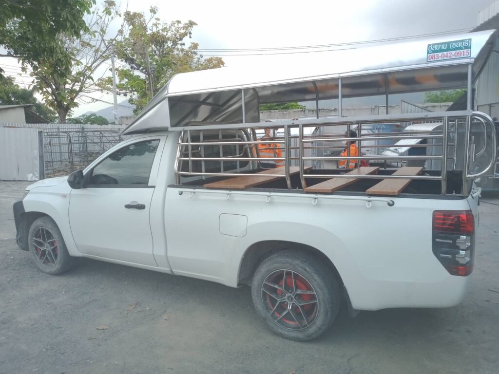 หลังคารถกระบะสวมคอก หลังคารถครอบคอก หลังคาอลูมิเนียม