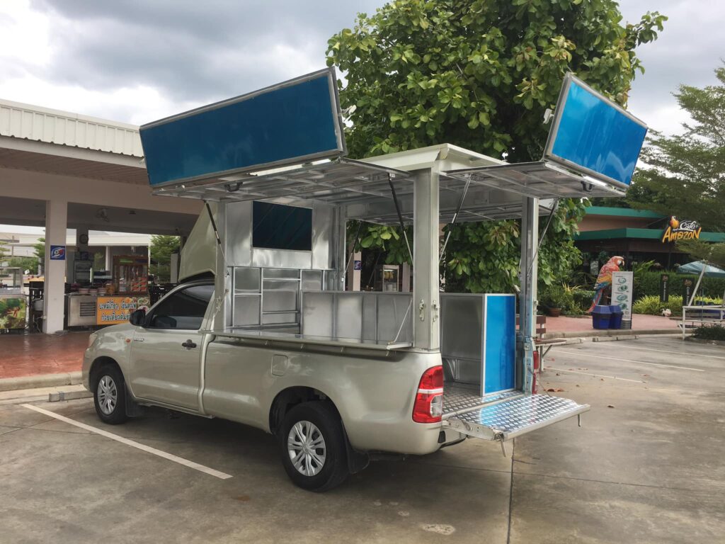 หลังคารถกระบะเปิดรอบด้าน หลังคารถฟู้ดทรัค หลังคารถอลูมิเนียม